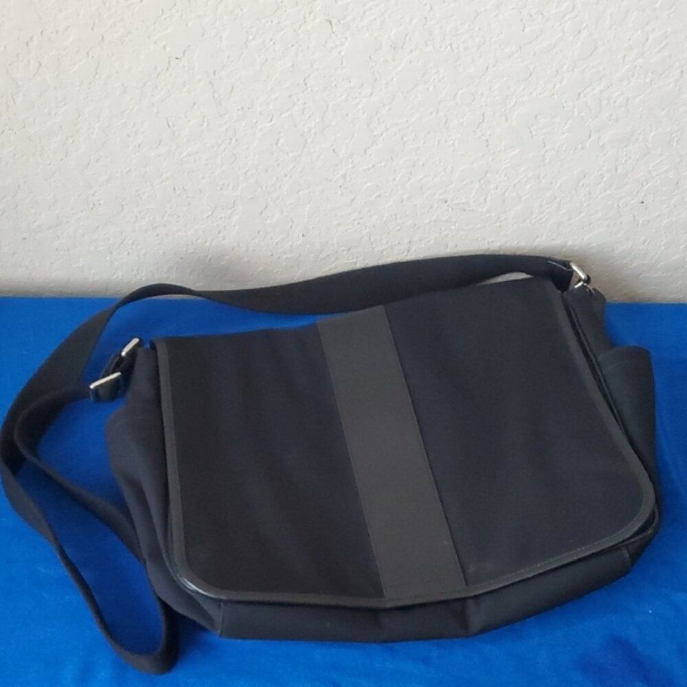 VTG Coach Transatlantic Canvas Messenger Bag Black Crossbody Laptop Briefcase